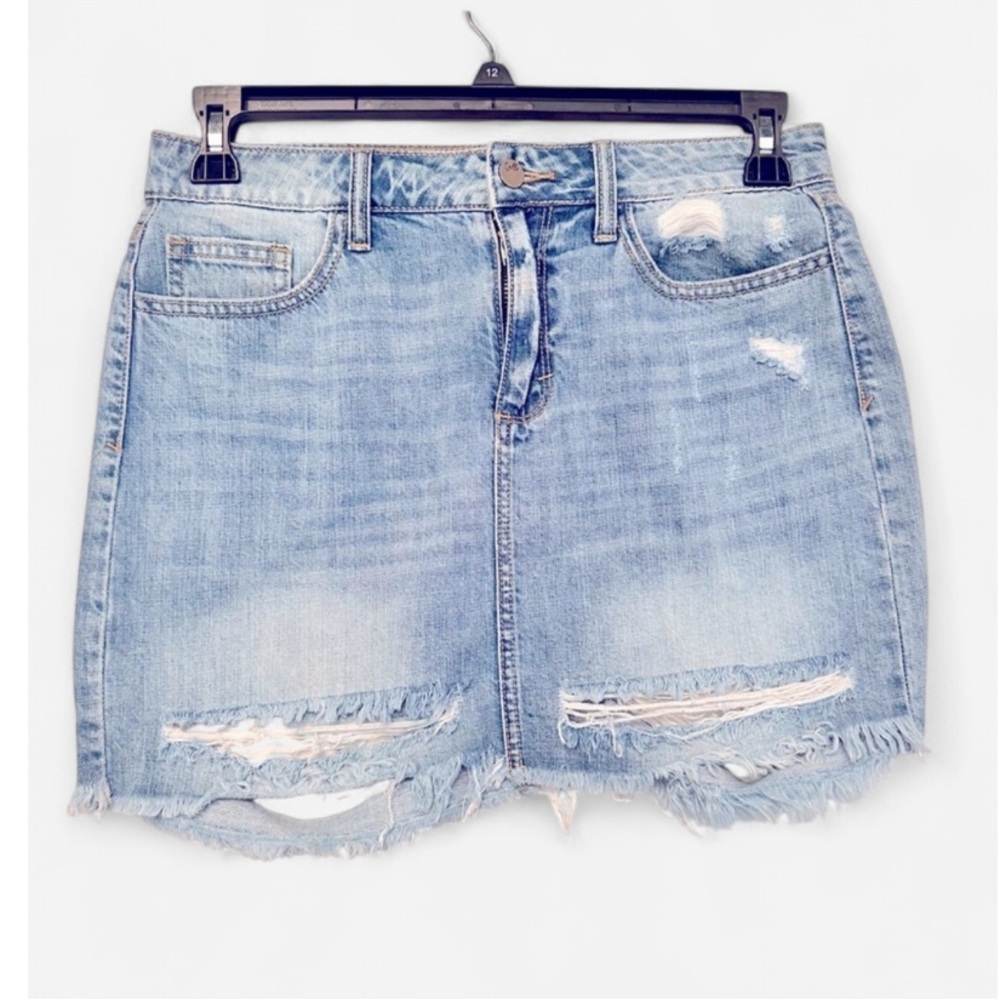 Cello Light Blue Frayed Mini Skirt M
